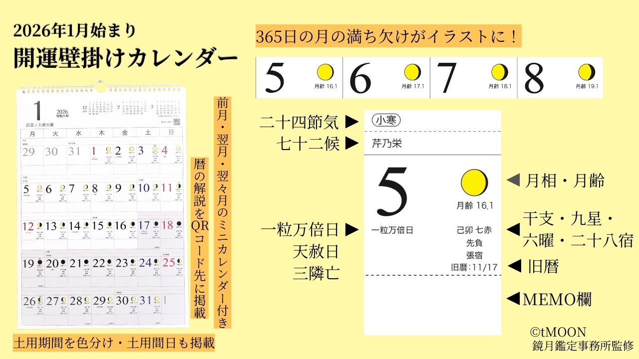 開運壁掛カレンダー2026［2026年1月〜2026年12月版］