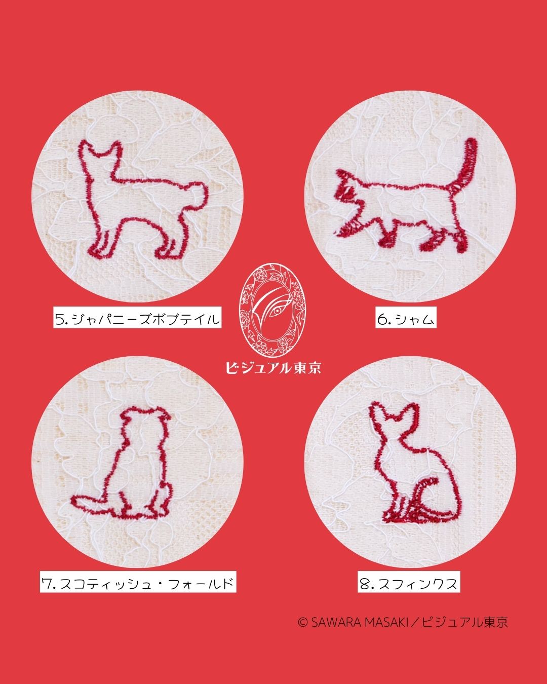 猫ちゃんお守り（ミニ）｜26猫種の刺繍｜名入れ・迷子札
